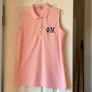 2 Phi Mu sleeveless pink polo shirt
